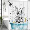 Niedlicher Osterhase Duschvorhang, Einfacher niedlicher Hase Badezimmer dekorativer Duschvorhang, Wasserdichter Duschvorhang mit Haken