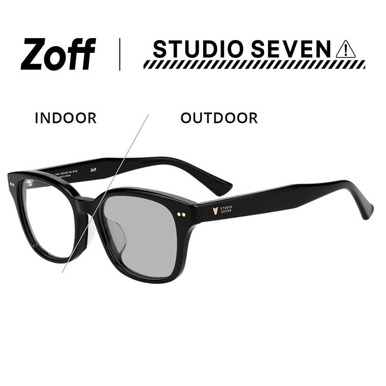 Zoff STUDIO SEVEN Photochromic Sunglasses Lenses with UV Protection Photochromic Lenses UV Protection Unisex [WEB Exclusive] Wellington-Style (Black,