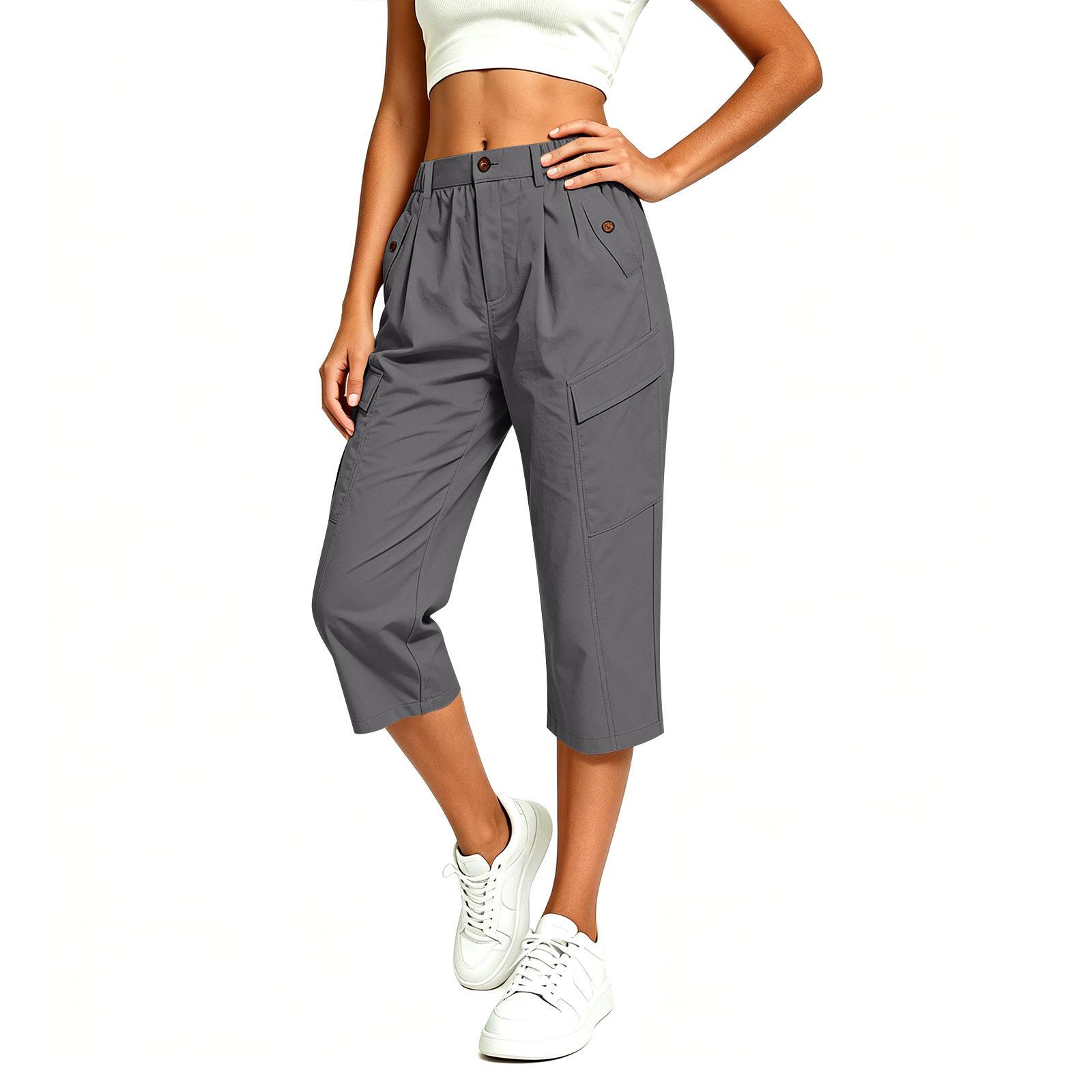 Women’s Loose Casual Pants – Quick-Dry Cargo Pants With Drawstring M