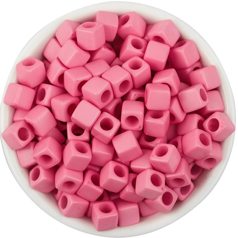 100-Pack Acrylic Square Beads: Solid Color, Large Hole for DIY Colorful Beading Projects