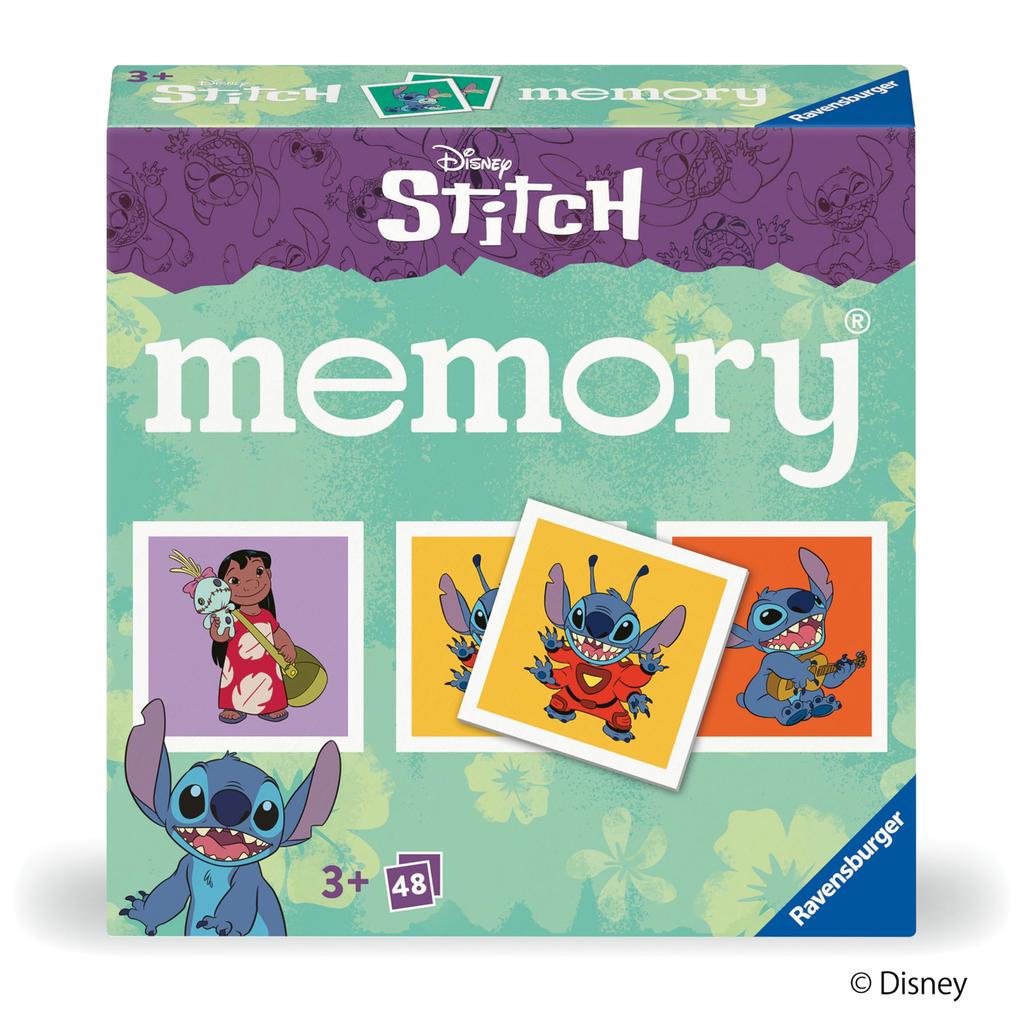 Ravensburger Disney Stitch Mini Memory Board Game for Ages 3 and Memory Picture Matching Educational Card Gift (24696) Up. [Disney Game, Game, Game,