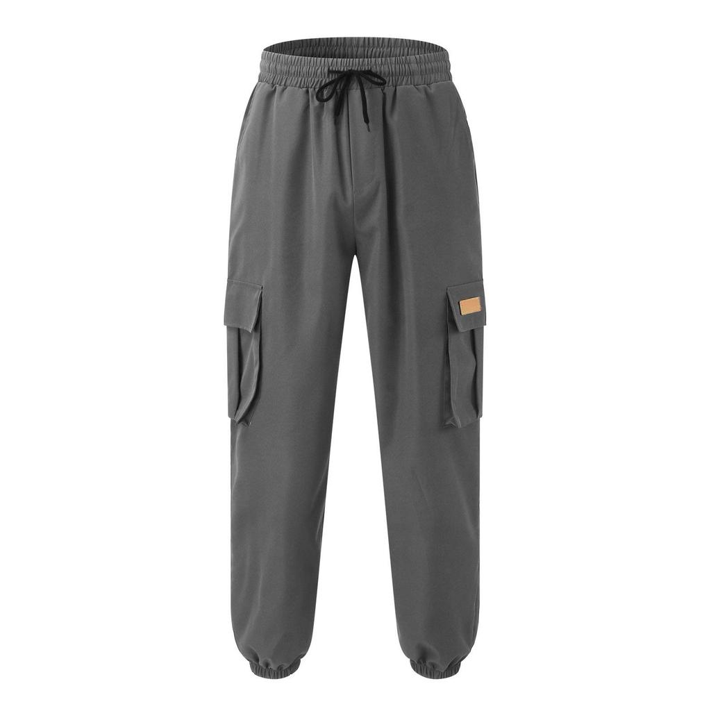 New Workwear Multi-pocket Trousers Men's Woven Fabric Casual Trousers Drawstring Trousers Fashion Men's Trousers
