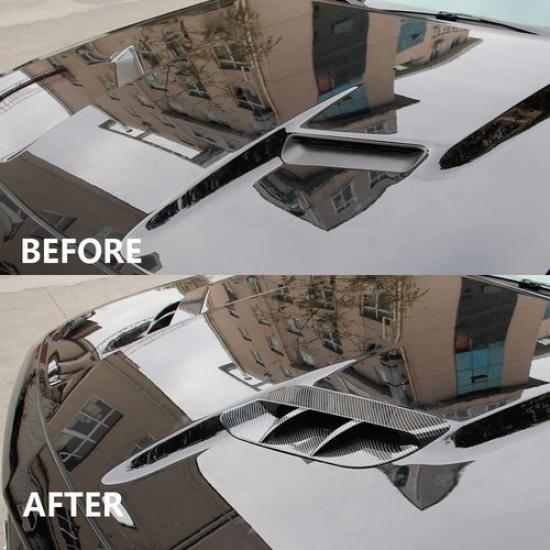 Car Engine Hood Air Vent Cover Trim For Dodge Challenger SXT 2015+ Carbon Fiber