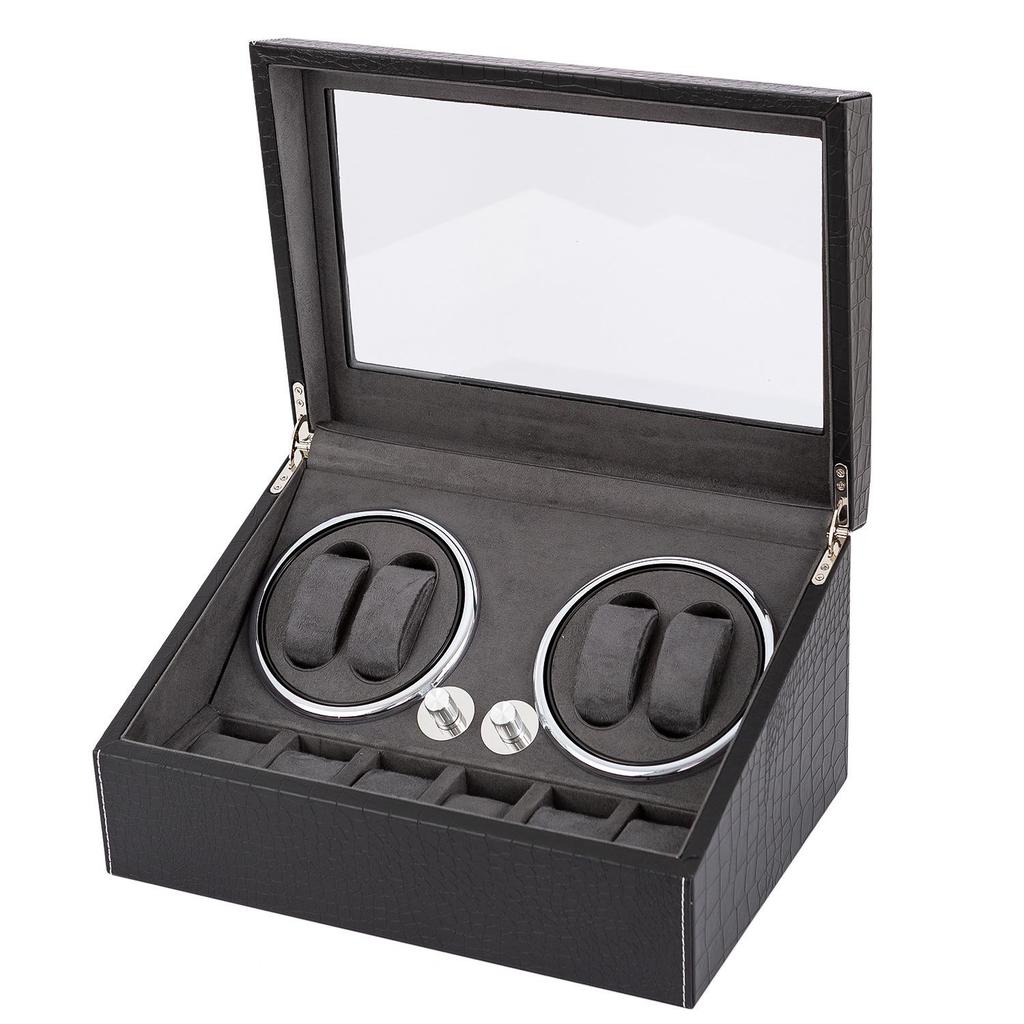 Electric Watch Winder with LED Light - 4+6 Storage Box