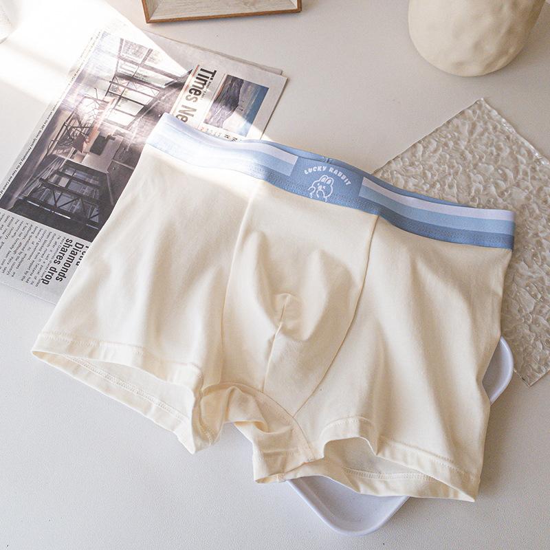 Men's Spring and Summer New Print Cartoon Rabbit Cotton Breathable Mid Waist Flat Angle Briefs