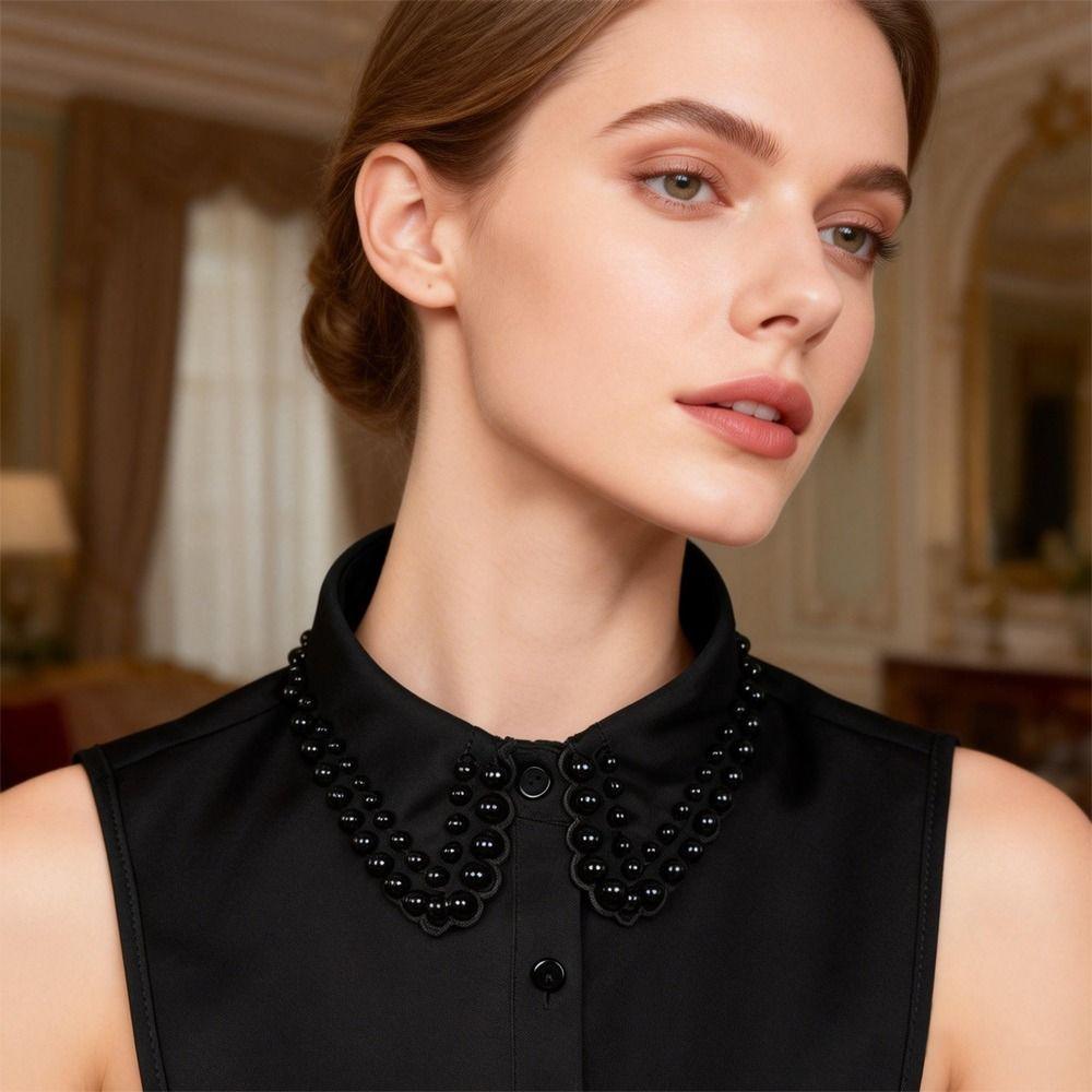 Fashion Detachable Beaded Collar Shiny Rhinestones Half-Shirt Diamond-Studded Collar Women's Collar