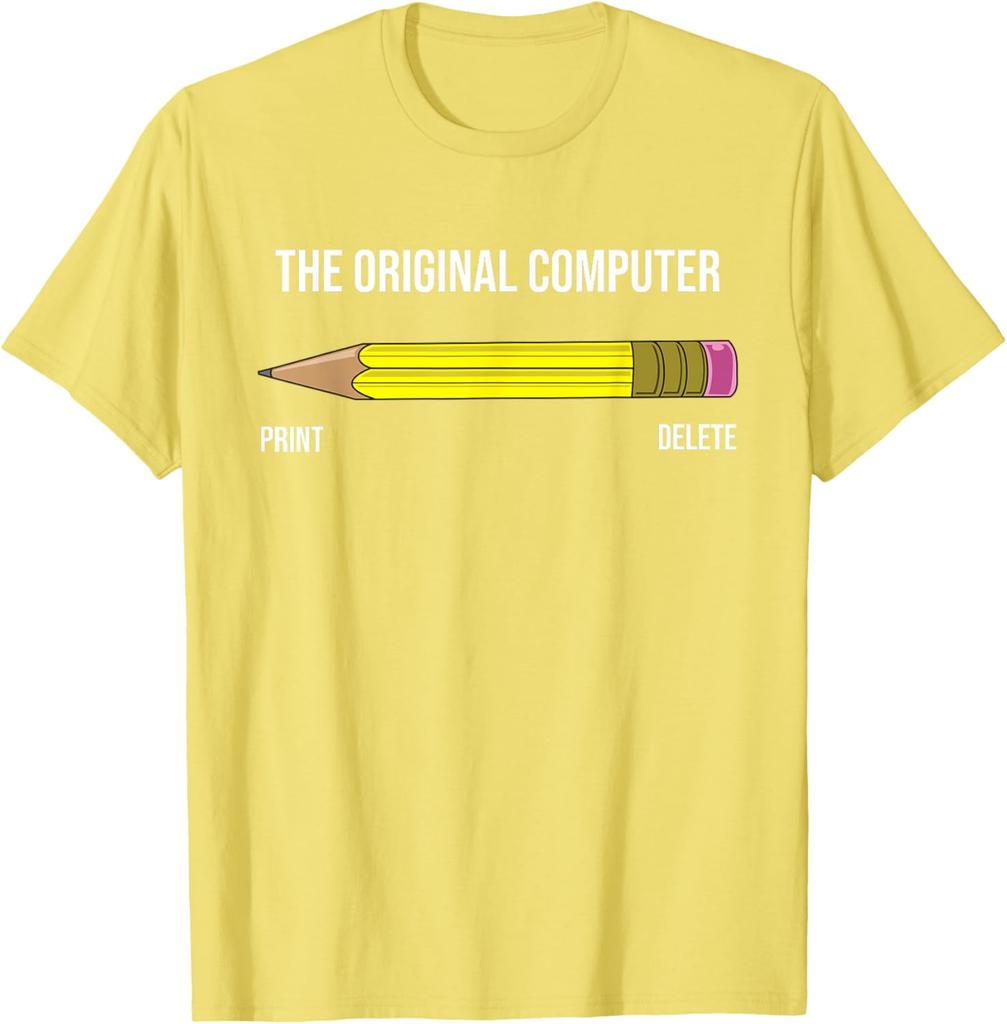 The Original Computer Funny Sarcastic Programmer Pencil Gift TShirt Graphic Tee Shirt Men Casual Short Sleeve