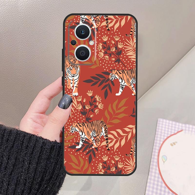 Tigers Leopards Tropical Leaves Funda For OPPO Reno 11 12 13 14 Pro 11F 12F 13F 14F 7 8 Lite OPPO Find X9 X6 X5 X8 Pro Case