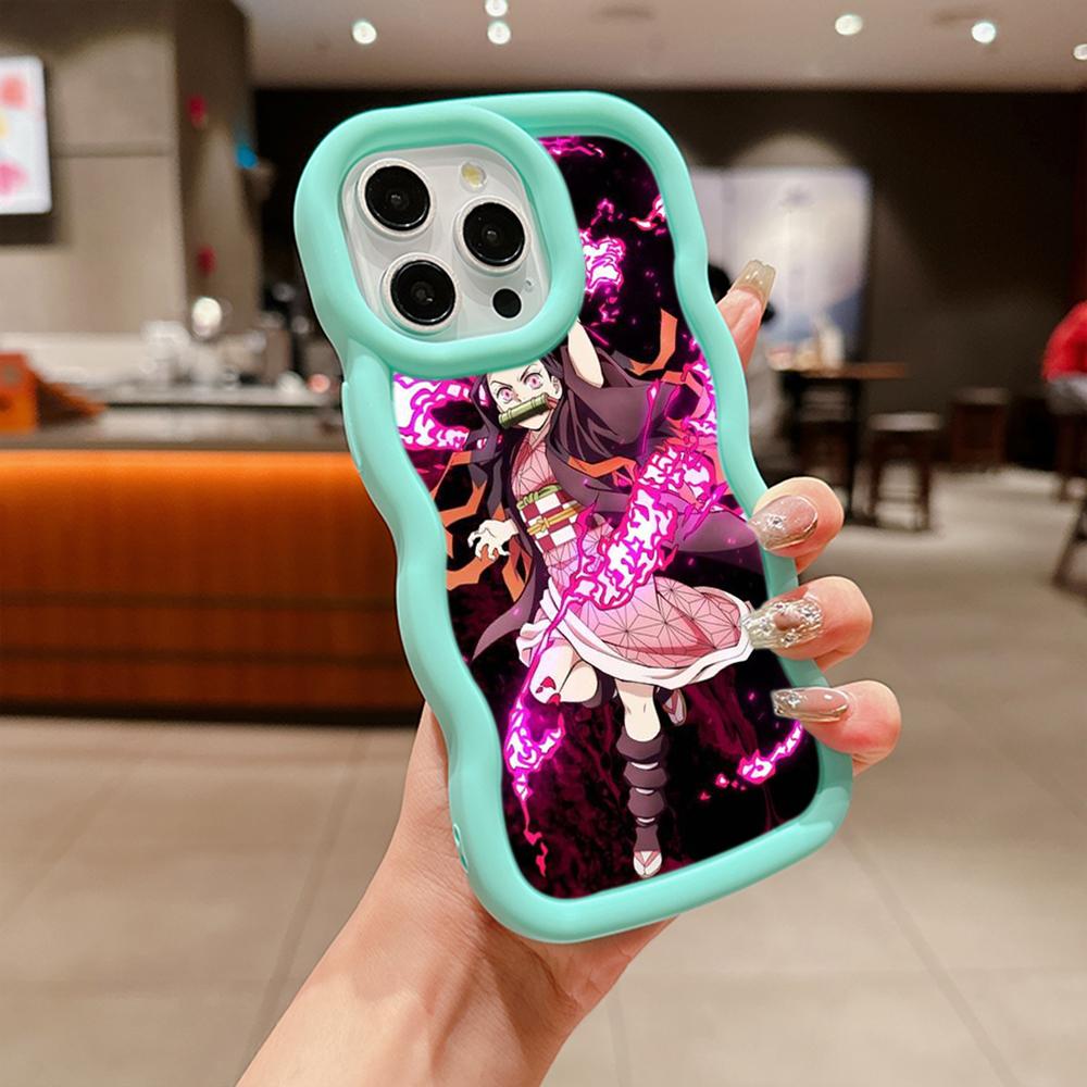Macaron Büyük Dalga Yumuşak Telefon Kılıfı iPhone 11 12 13 14 15 Samsung A13 A14 A15 A23 A24 A25 A53 A54 A55 Xiaomi Redmi Note 13 12C Kapak A43 Demon Slayer