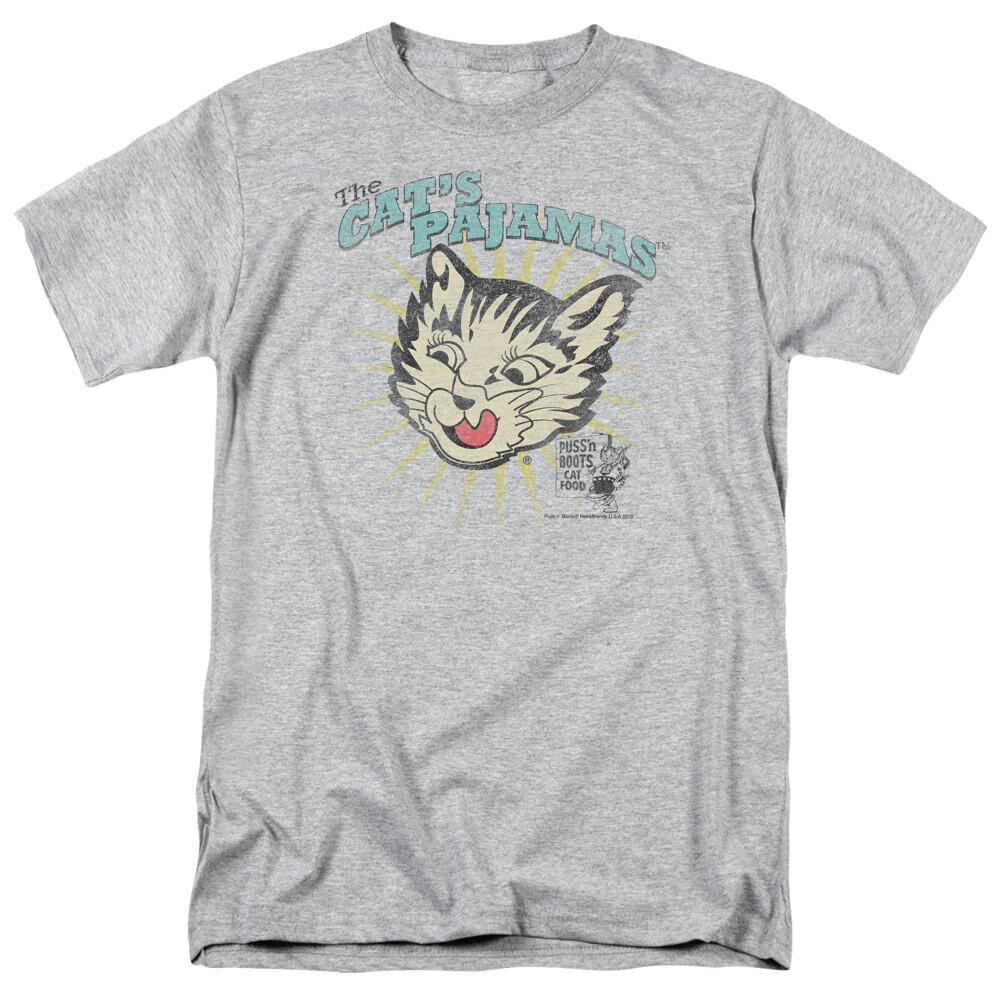 Puss N Boots Cats Pajamas T Shirt Mens Licensed Cat Food Sport Gray M