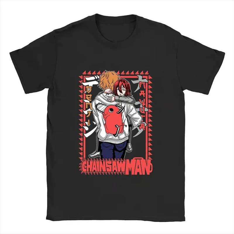Chainsaw Man Denji & Power Action Vintage Anime T-Shirt, Unisex Manga Fan Streetwear Tee, 100% Cotton Casual Short Sleeve Top