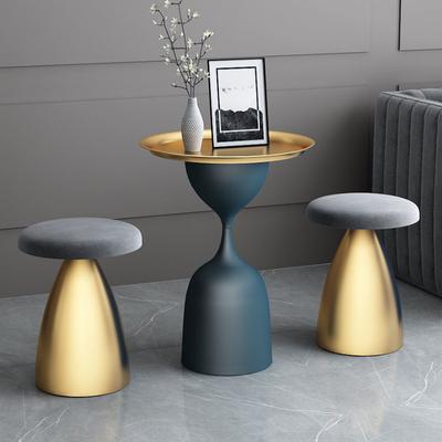 1pc Nordic Designer Backless Living Room Single Chair, Indoor Tea Table Backless Leisure Chair, Metal Material