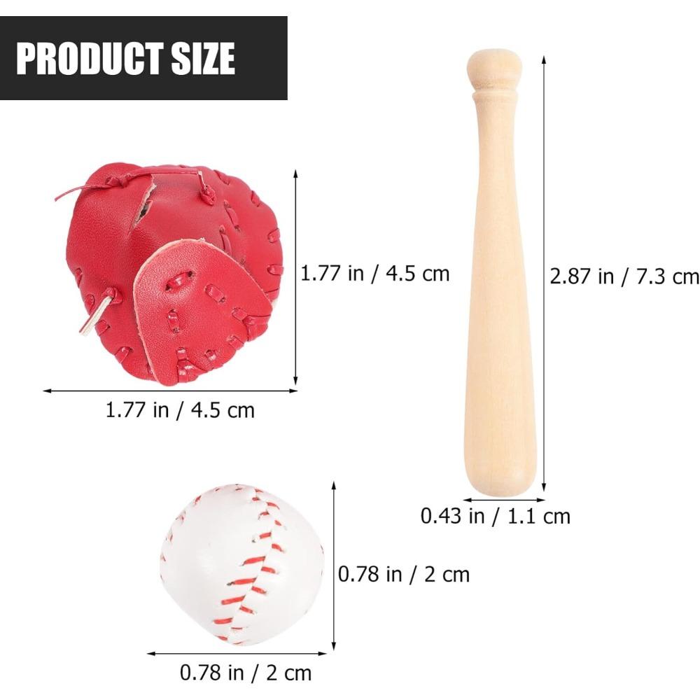 Seturi de Bâtă de Baseball Miniatură Mănușă Mingi Decorațiuni Tort Baseball pentru Accesorii Casă de Păpuși Cadouri pentru Petreceri Jucării Sportive