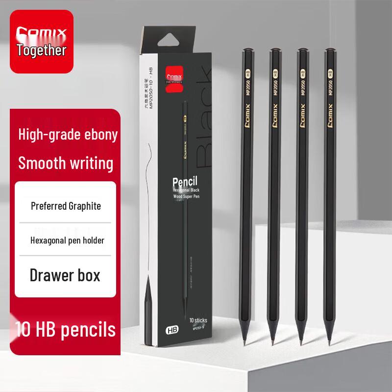 Comix 10-Pack Black Wood Graphite Pencils