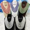 Versatile Multi Strand Simulated Pearls Necklace Earrings Set Vintage Inspired Design Clavicle Chain For Fashionistas