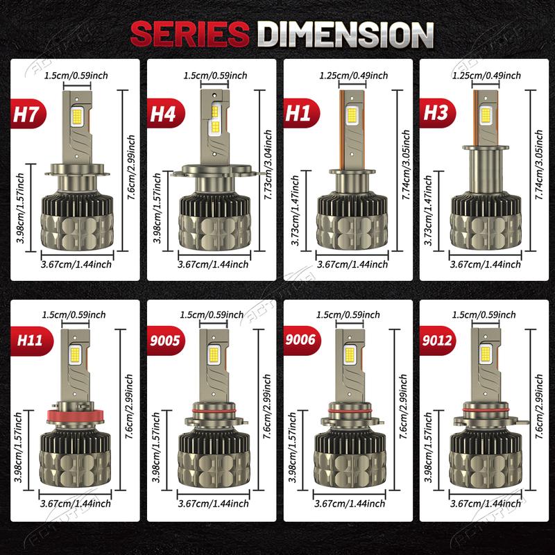 High Power H7 H11 H1 H3 H4 Led Headlight Bulb 6000K LED 9005 9006 9012 HB3 HB4 3 Copper Tube Led Light Kit for Car 12V 2PCS