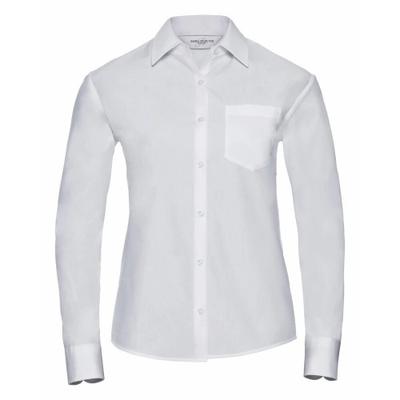 Womens/Ladies Cotton Poplin Easy-Care Long-Sleeved Formal Shirt