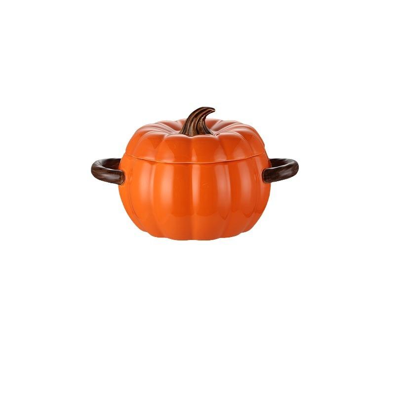 Creative Ceramic Soup Pot Household High-Value Pumpkin Binaural Soup Bowl Snail Noodle Bowl Large Soup Pot With Lid Large Bowl