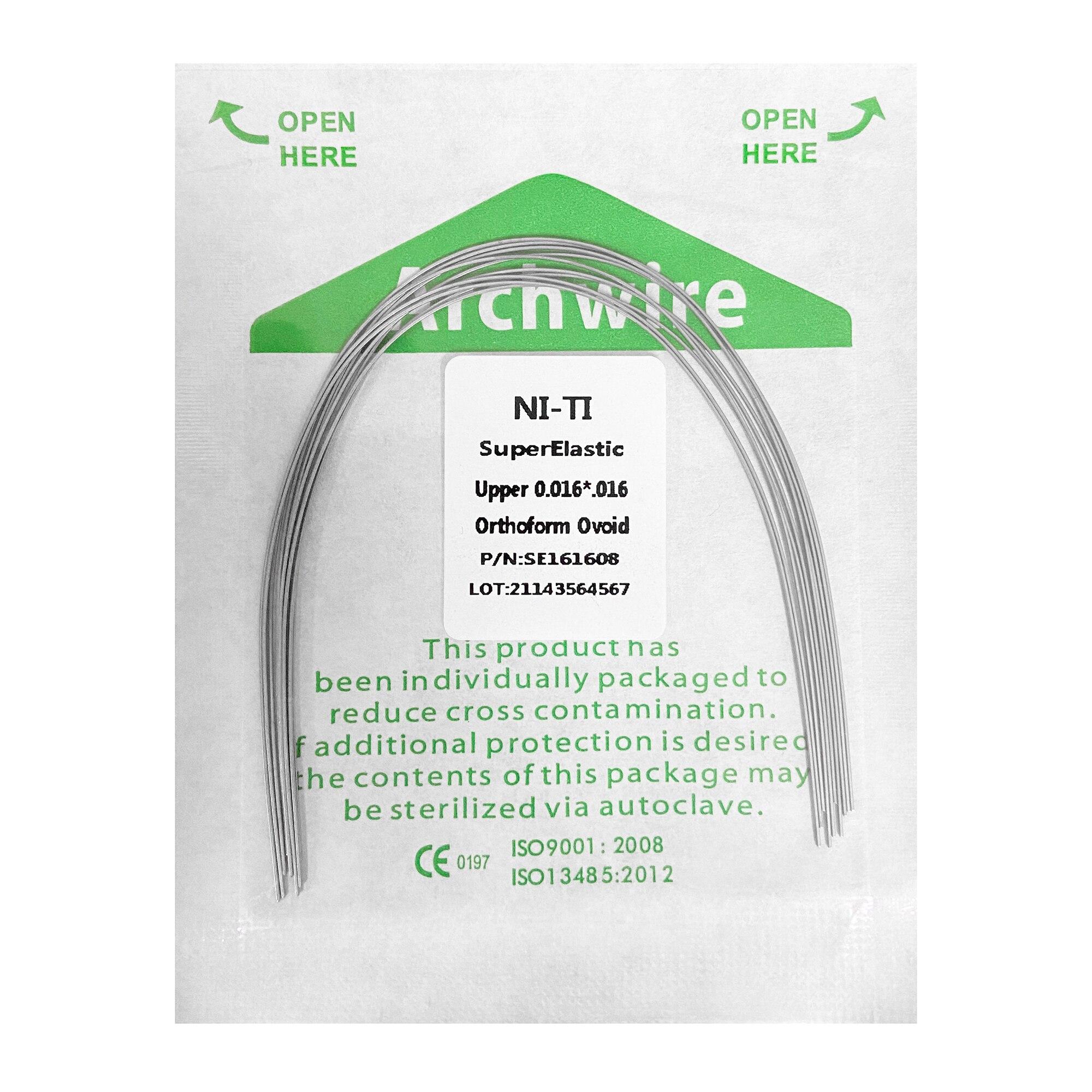 

10 шт./упак. ортодонтические стоматологические суперэластичные овоидные нити круглые/прямоугольные арочные проволоки стоматологические нити арочные проволоки Ovoid 16x16 Upper