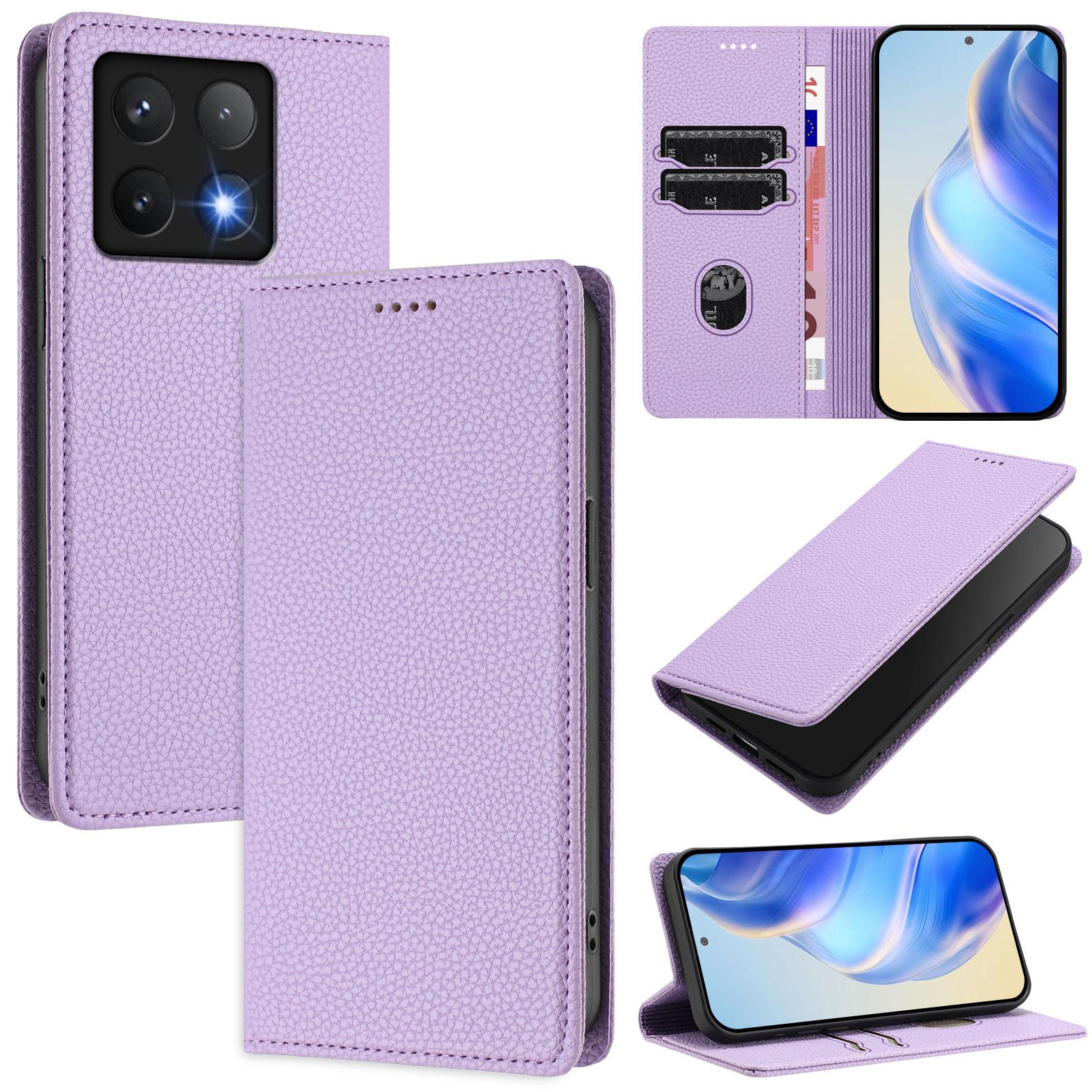 

For Xiaomi 14T Wallet Case RFID Blocking Litchi Texture Leather Mobile Cover Light Purple