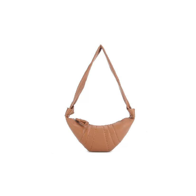 Lambskin Crossbody Bag, Casual Croissant Bag, Dumpling Bag, Women's Single-shoulder Genuine Leather Crossbody Bag with a French Feel
