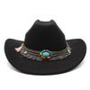 Ethnic Style One-Word Top Cowboy Top Hat, Rolled-Brimmed Felt Hat, Men'S And Women'S Outdoor Western Cowboy Top Hat, Woolen Jazz Hat