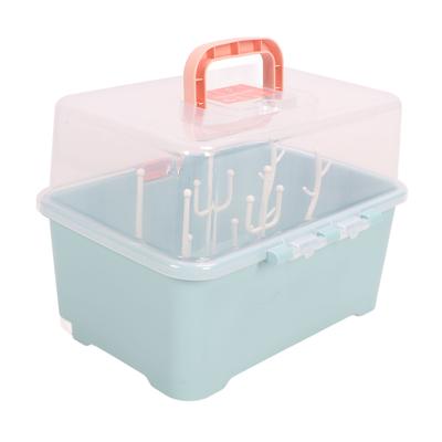 Baby Bottle Drying Racks Portable Nursing Bottle Storage Box Dinnerware Organizerwith Cover for Baby Toddler Home