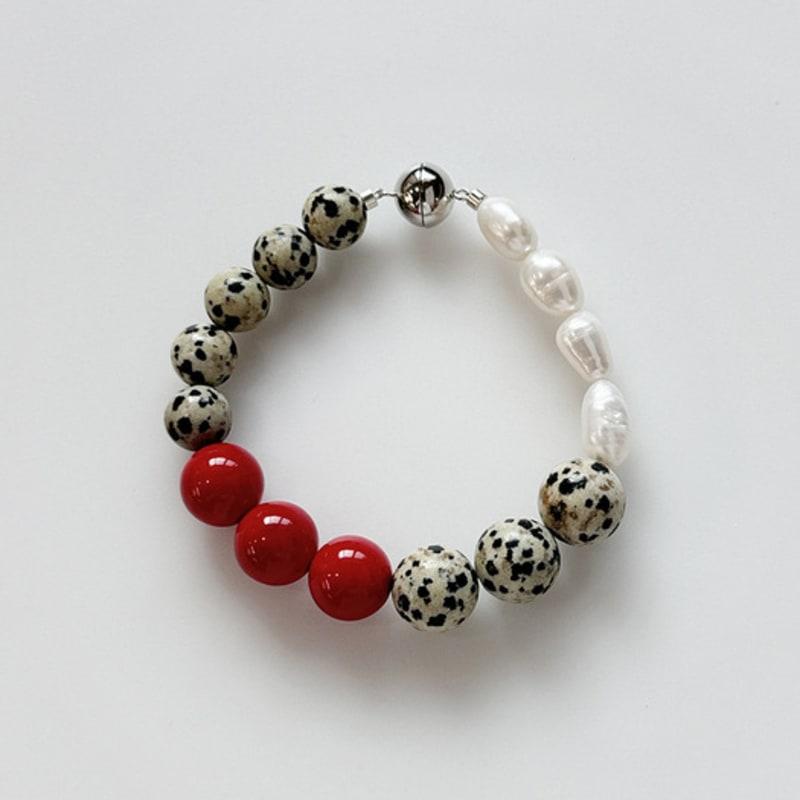 

August Harmony 925silver Dalmatian Mixed Pearl Bracelet ML(16~17cm)