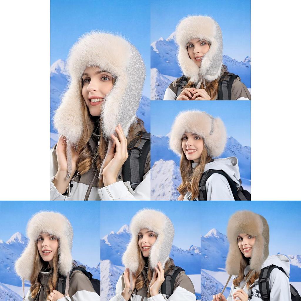 Winter Outdoor Womens Knit Warmth Hat With Earmuffs For Cold Weather Protection