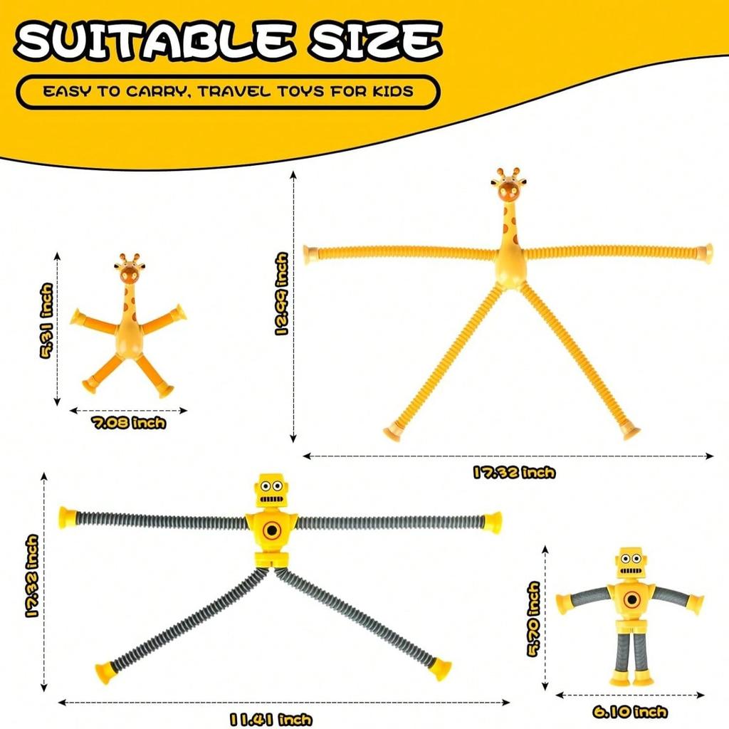 4 Pcs Telescopic Suction Cup Robot Toy, Coolest Pop Tubes Sensory Toys For ToddlersEducational Fidget Toys Robot Party Favors,Perfect Holiday Gift