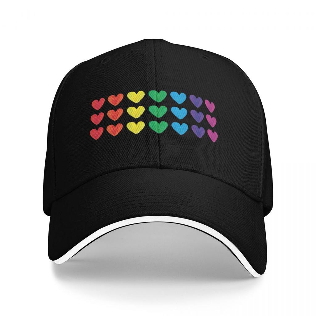 Rainbow Hearts Horizontal Stripes Baseball Cap Luxury Cap Hat Unisex Luxury Military Cap Unisex Vintage Unisexs Hats Womens
