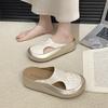Silver thick-soled heightened pinch-on flip-flops for women's outerwear 2025 summer new fashionable versatile beach cool slippers