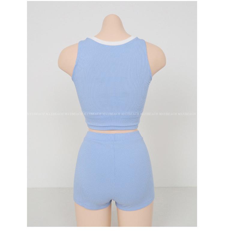 2025 Korean Bandeau Split Swimsuit - Solid Color, Sexy Flat Leg Trunks for Women