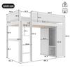 Children's Bed Loft Bed 90x200 Cm Wardrobe Storage Compartment Open Underbed Space Pine Wood Bed Frame Slat Base White