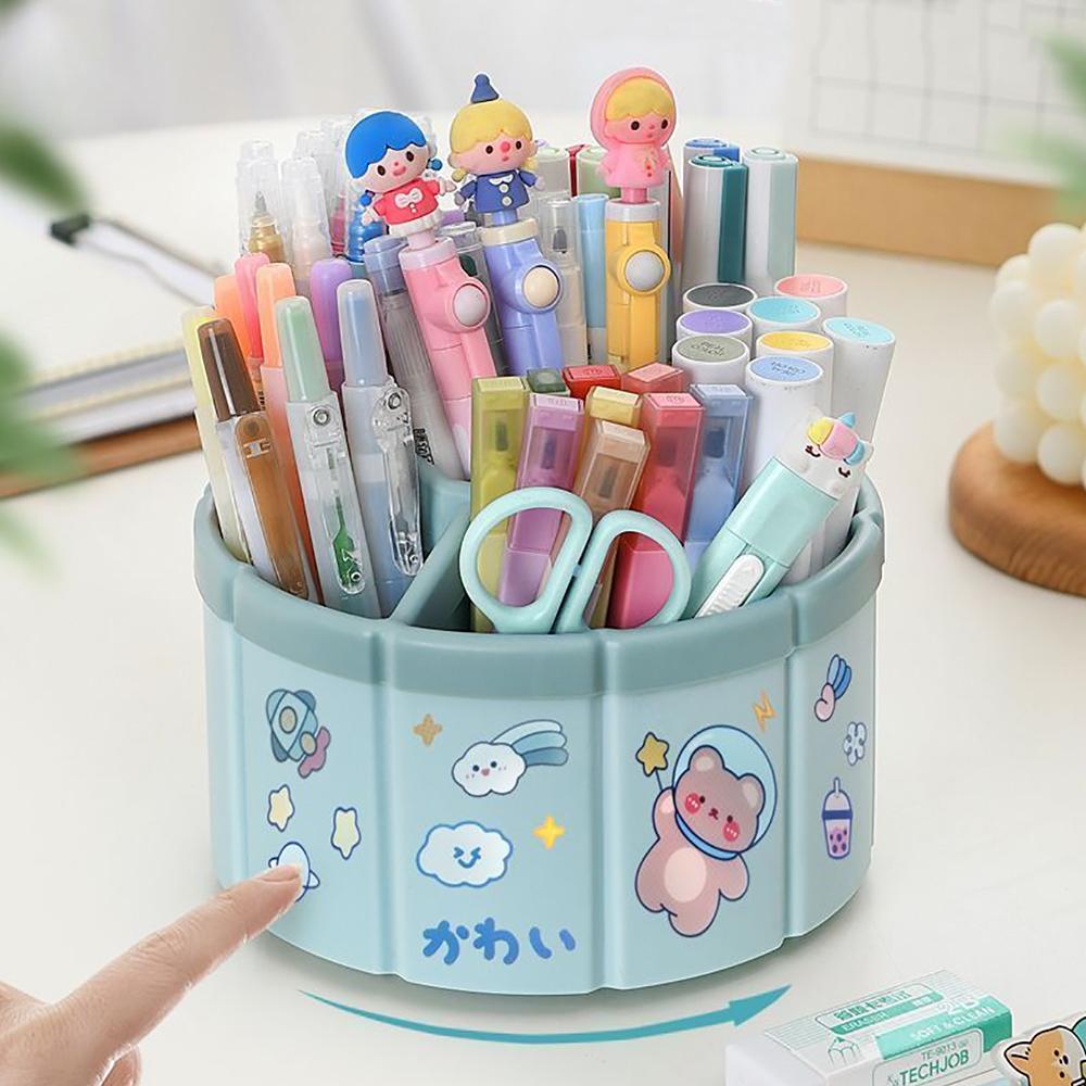 6 Girds Ferris Wheel 360° Rotating Pen Holder Roomy Charming Pencil Storage Box Desktop Organizer School Office Stationery