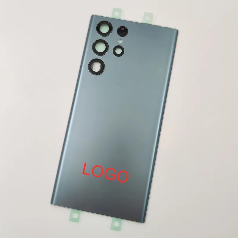 For Samsung Galaxy S22 Ultra 5G Matte Glass Battery Cover Rear Lid Back Door Housing + Original Camera Lens Glue Adhesive