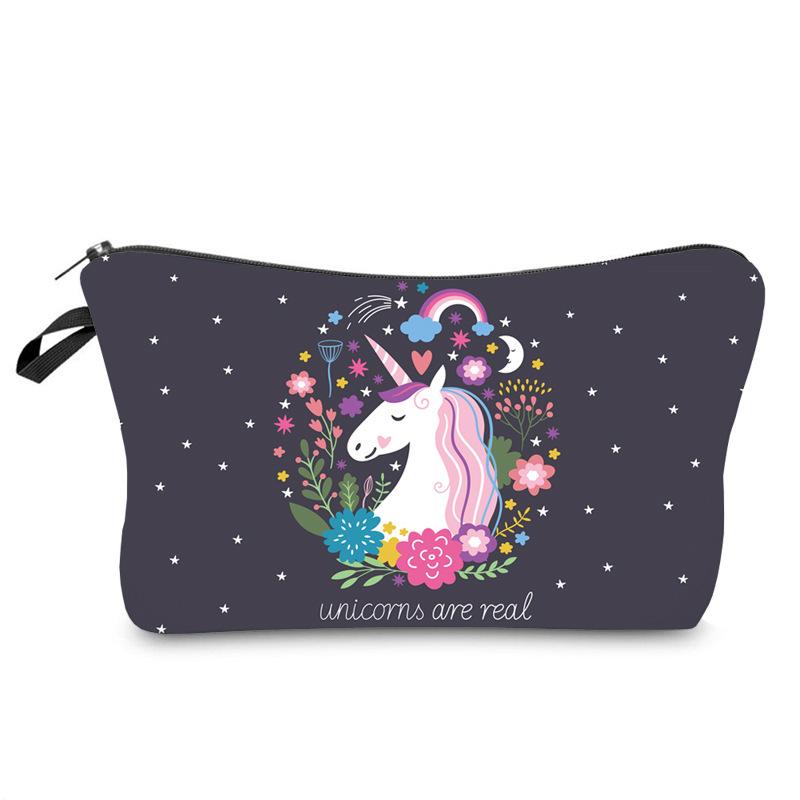 Women Unicorn Print Cosmetic Bag Toiletries Organize Travel Storage Case 6365 KTB