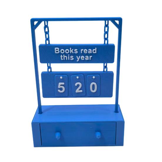 3D Printed Hanging Book Counter Book Read This Year Tracker Reading Target Display Number Sign Shelf Desk Decoration Book Lovers Gift