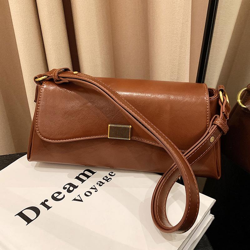 Women's Large Capacity Single Shoulder Bag Trendy Fashion Solid Color Crossbody Bag Autumn Winter New Style PU Underarm Bag