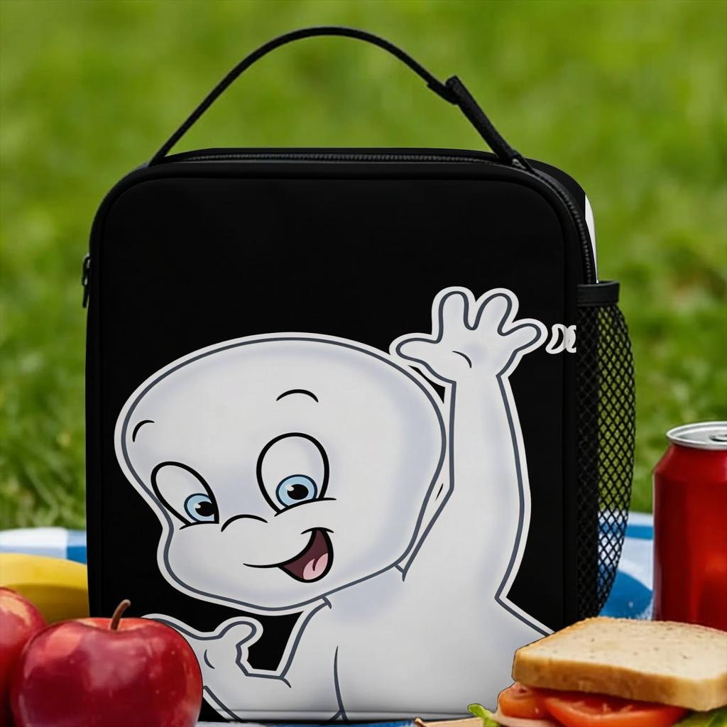 The Friendly Ghost Casper Lunch Bag Portable Insulated Lunch Box Women Picnic Custom Cooler Bag Funny Waterproof Tote Food Bags
