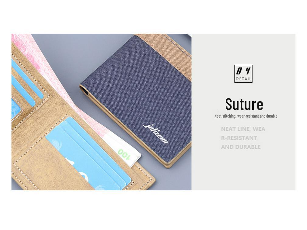 Men's Bi-fold Canvas Leather Wallet with Card Holder