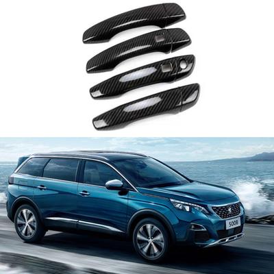 Dekoration für Türgriff und Schale mit Kohlefaser-Muster für Peugeot 4008/5008 - Glänzend Schwarz