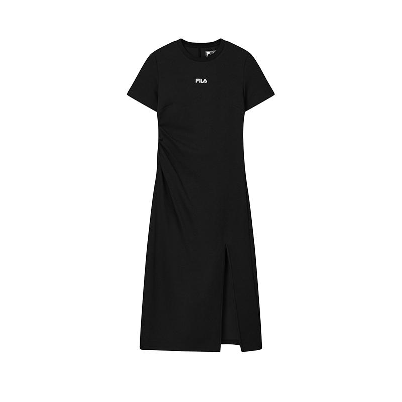 

FILA Original Split Goddess Dress III Fashion Simple Classic Retro Elegant Relaxed Casual Versatile Comfortable Short Sleeve Maxi Dress F51W629304FBK S