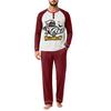Men's Casual Loose Fit Raglan Sleeve Pajama Set with Halloween Letter Print