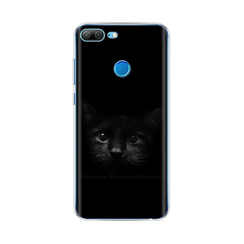 Phone Case For Honor 9 Lite Back Cover for Huawei Honor 9 Lite Cases Transparent Silicon TPU Protective Cats Flower Print Covers