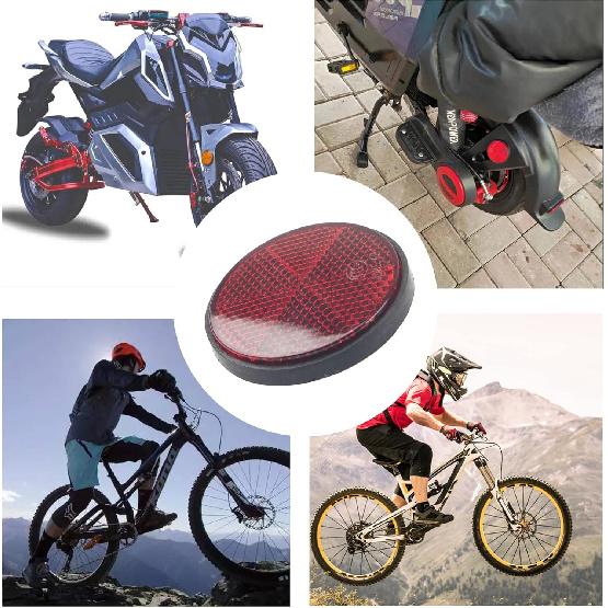 4Pcs Red Plastic Reflective Warning Round Reflector for Motorcycle Bike