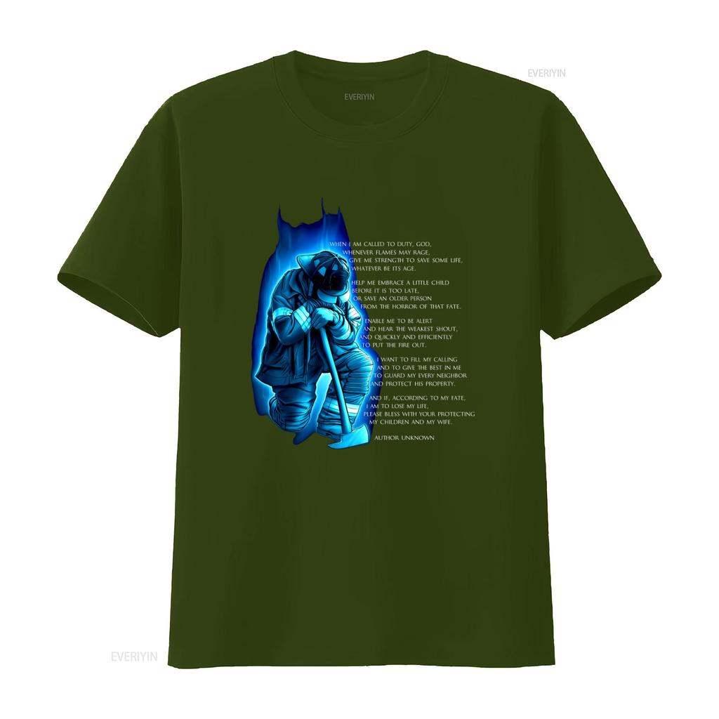 Fire Department Firefighter Poem Oath T Shirt Valor Service Honor Large Size vintage Washed designer clothes Versatile