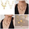 18K Gold Plated Stainless Steel Double Layer Heart Pendant Necklace