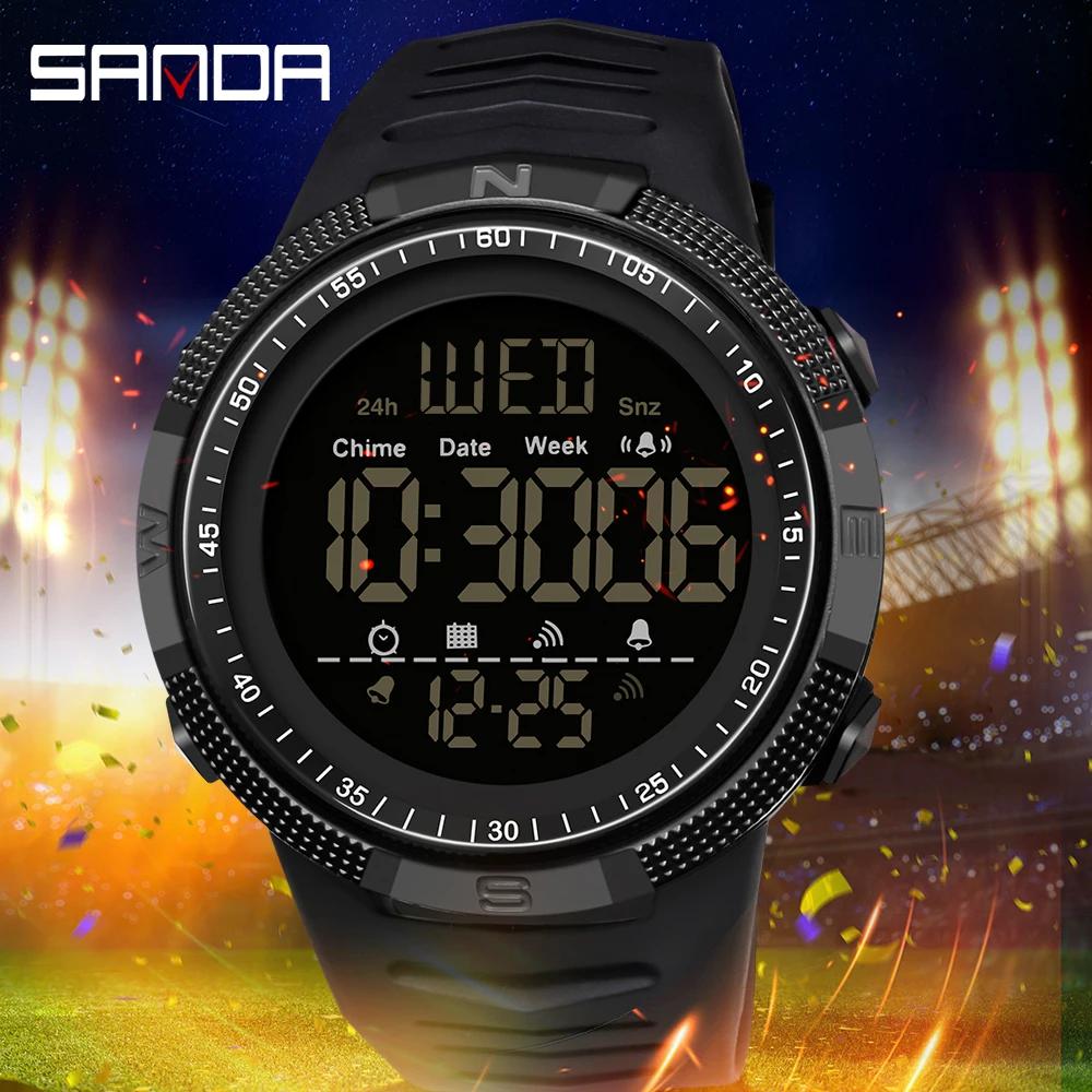 SANDA Men Watches Outdoor Military Sports LED Digital Wristwatch Waterproof Alarm Clock Chronograph Multifunction Electron Watch