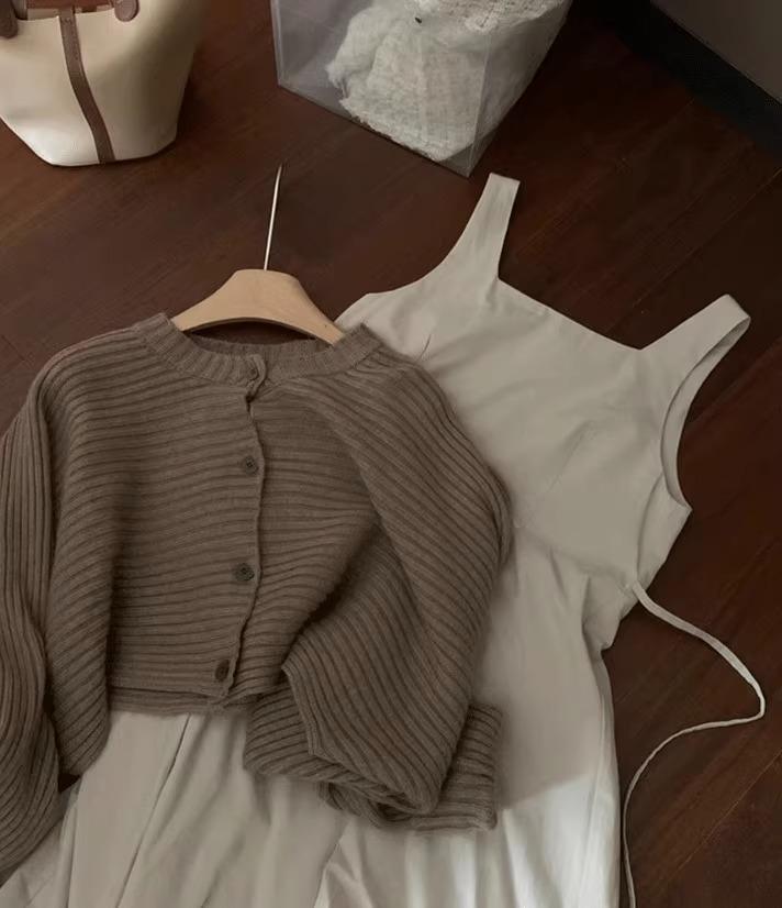 Women's Retro Japanese Knitted Cardigan - Soft, Short, Lazy Style for Spring & Autumn